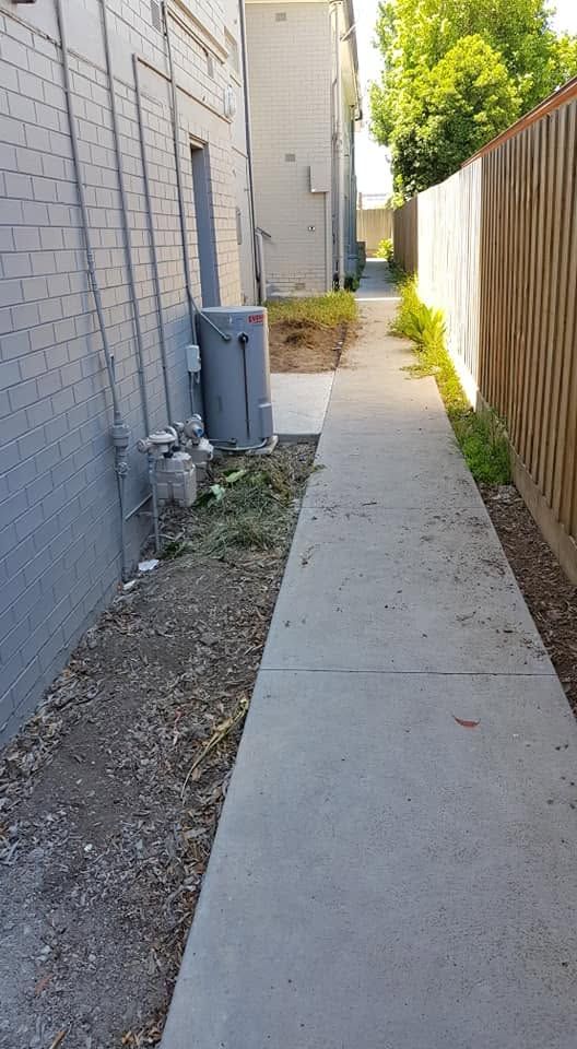 Concrete side path cleared and tidied